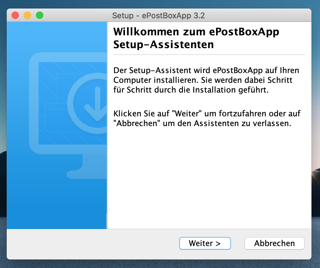 Setup-Assistent Popup